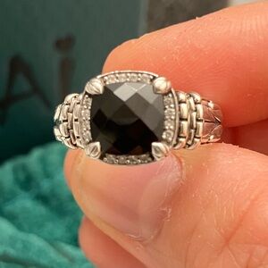 JAI John Hardy Black Spinel and Diamond Sterling Silver Ring size 6